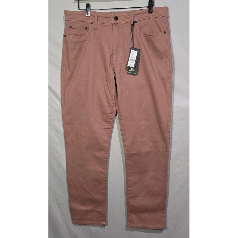 NWT‎ Kenneth Cole Slim Fit Stretch Mobility Chinos 34x30 Red Clay Brushed Twill